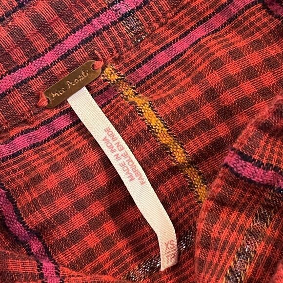 Free People Break My Stride Button Down Plaid Long Sleeve Top - Picture 7 of 7